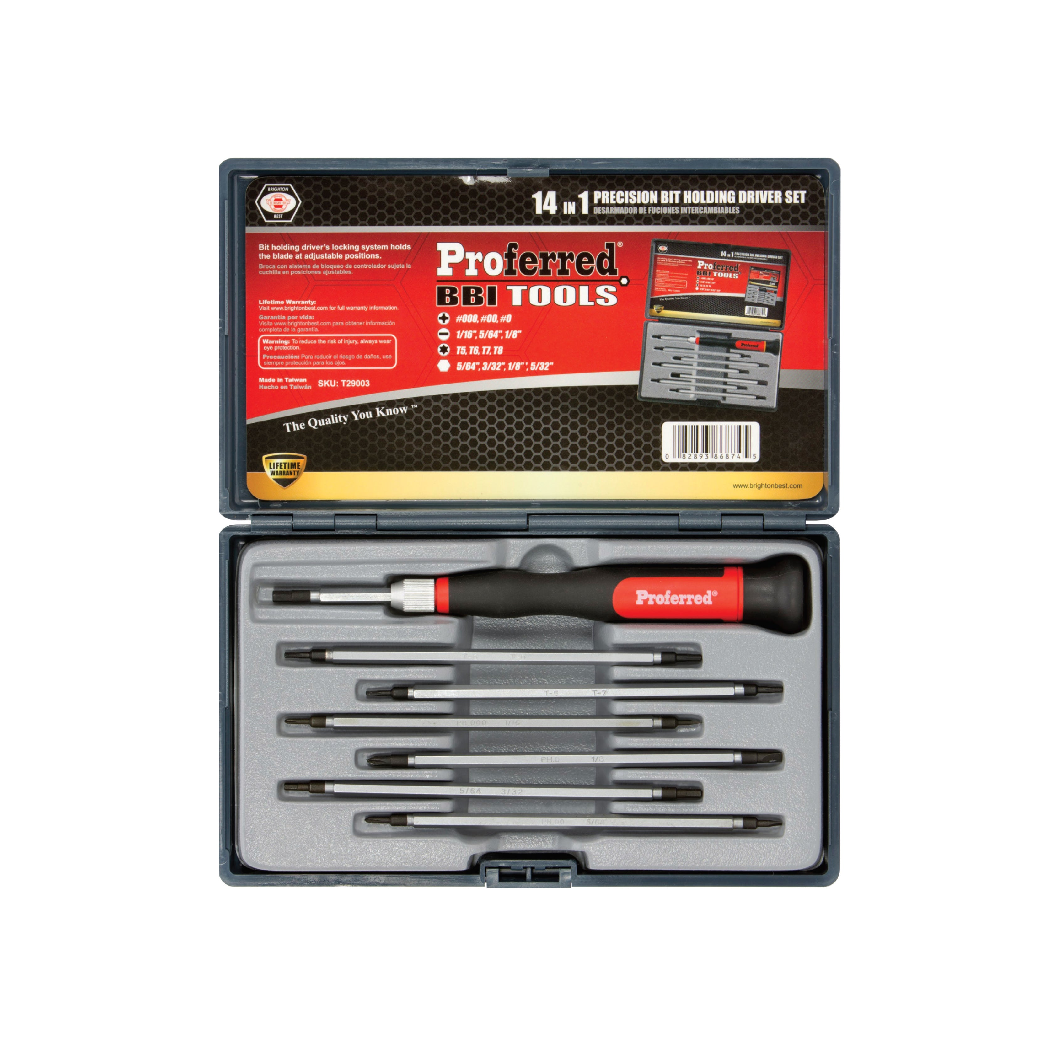 14 Piece Proferred Interchangeable Bit Screwdriver Sets