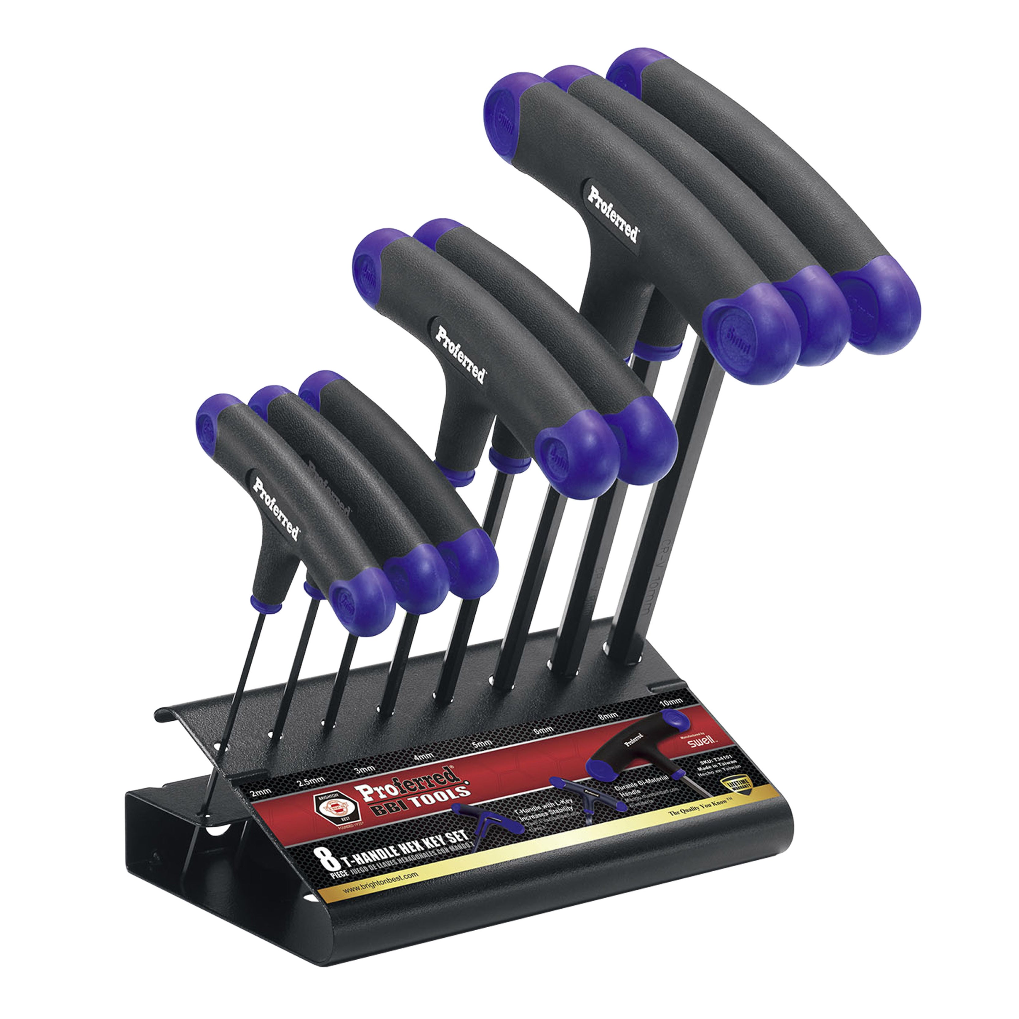 8 PIECE Metric PROFERRED T-HANDLE HEX KEY SET