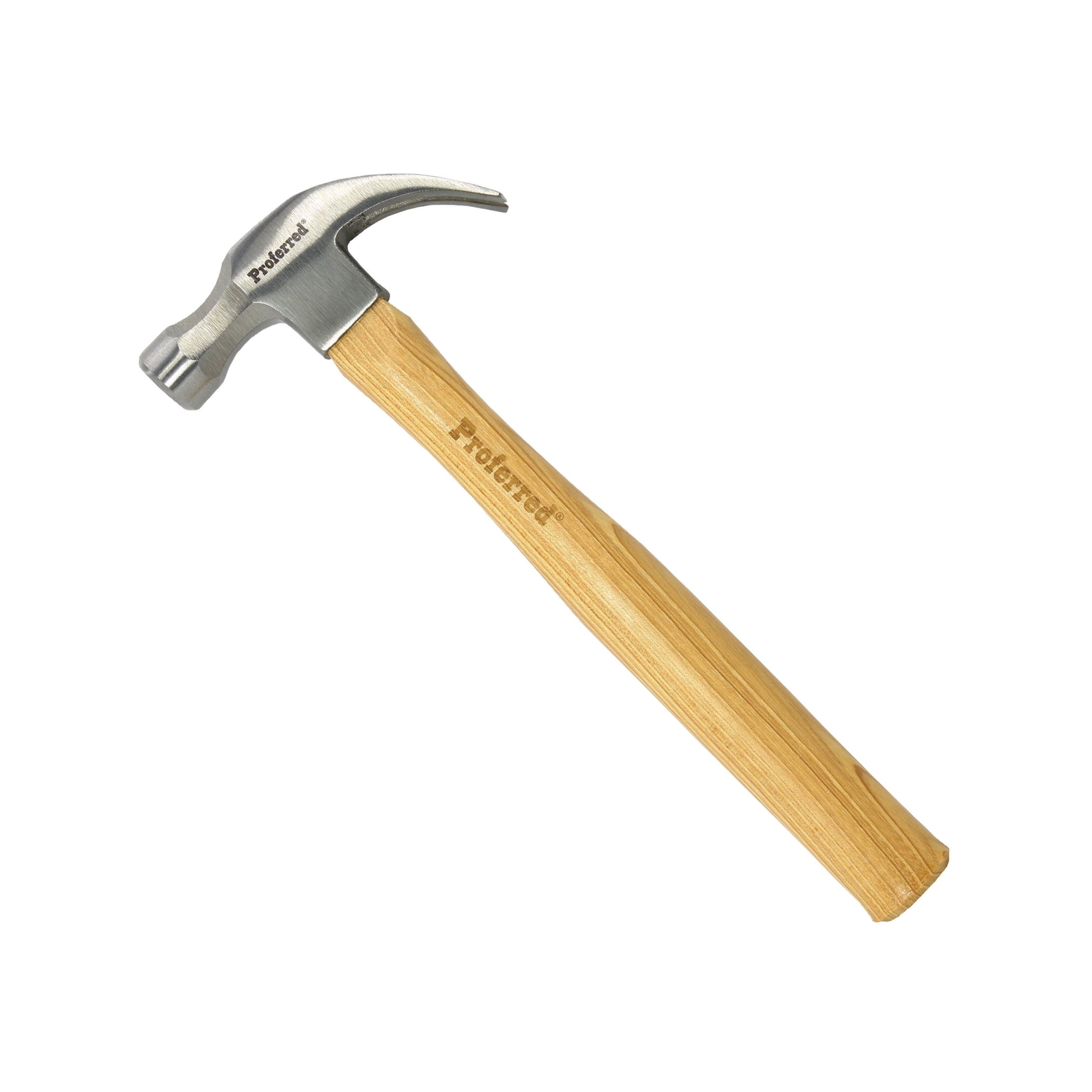 16oz Curved Claw Hammer, Polished Face, Hickory Handle Proferred Hammers
