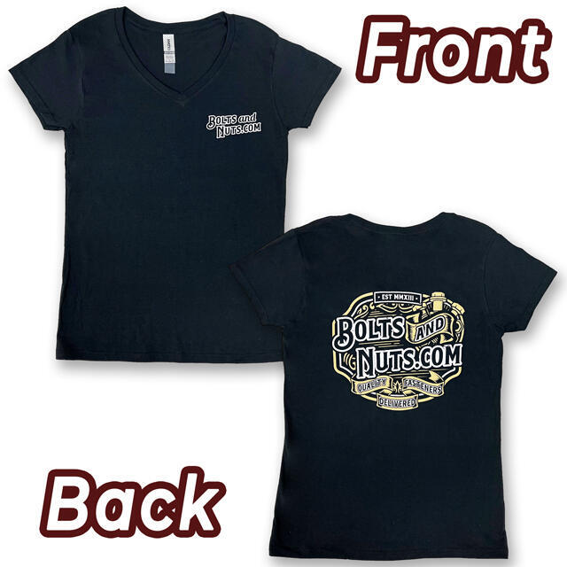 Black Vintage BoltsandNuts.com Logo Ladies T-Shirt