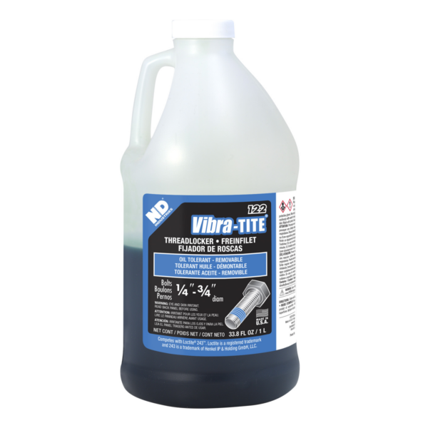 Vibra-Tite 122, Medium Strength Oil Tolerant Threadlocker, 1 Liter Jug