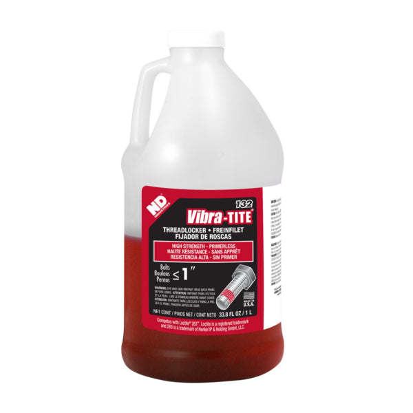 Vibra-Tite 132, High Strength Primerless Threadlocker, 1 Liter Jug