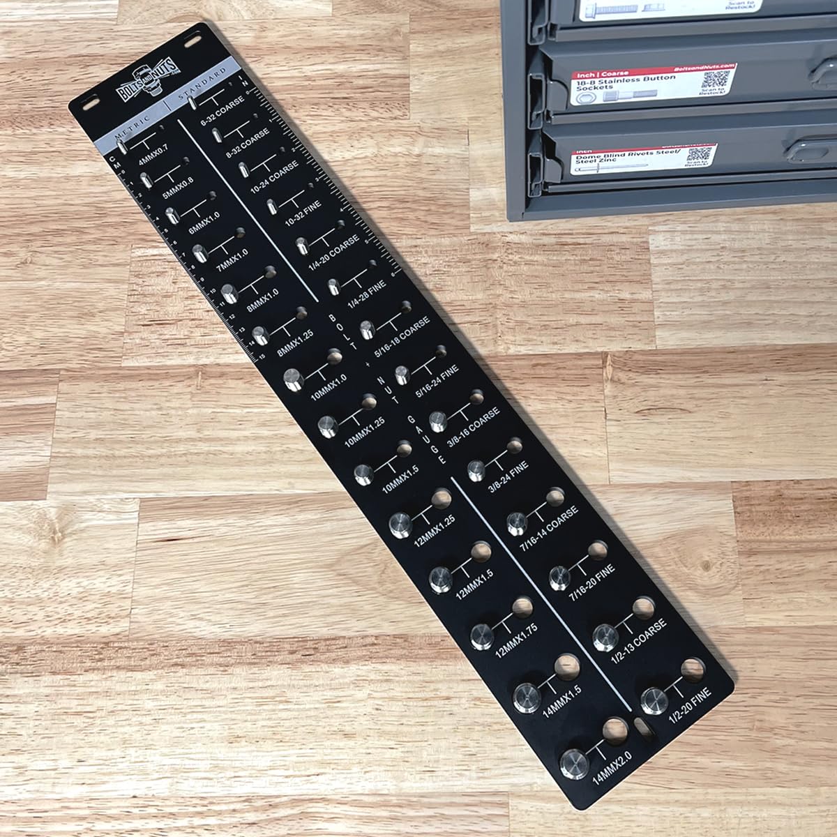 Inch & Metric Wall Mount Bolt & Nut Gauge Aluminum Black