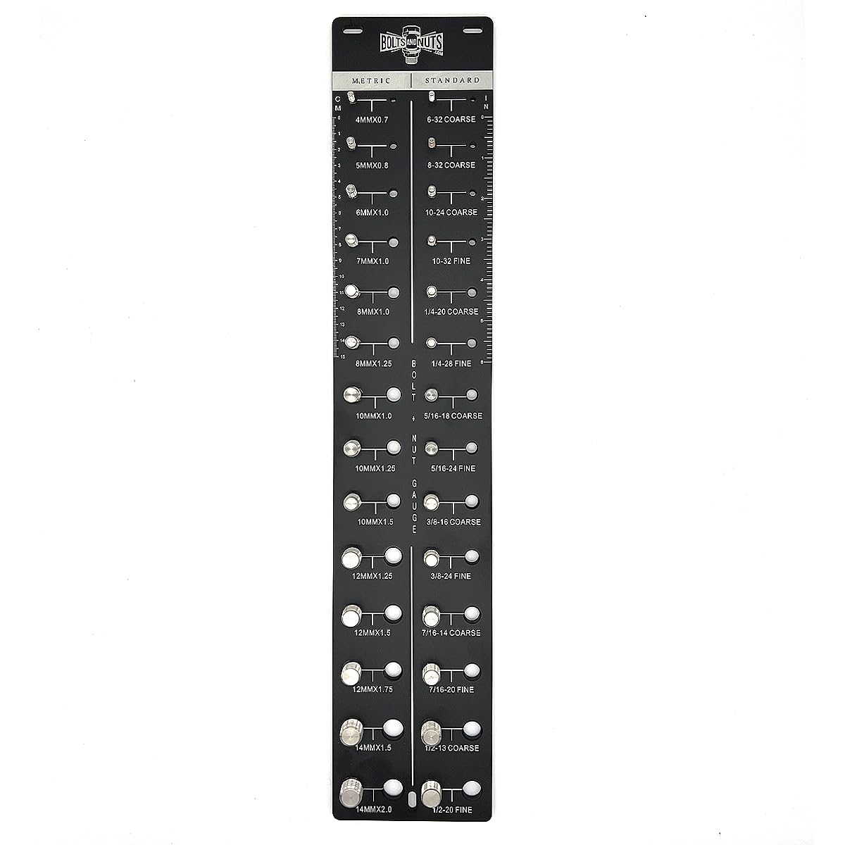 Inch & Metric Wall Mount Bolt & Nut Gauge Aluminum Black