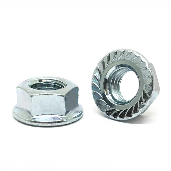 3/8"-16 Case Hard Steel Serrated Hex Flange Lock Nuts Zinc