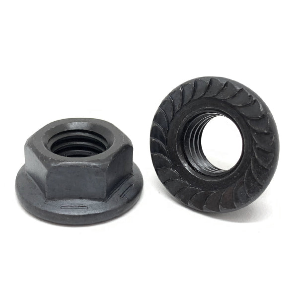 1/4"-20 Grade 8 Serrated Hex Flange Lock Nuts Plain &Oil