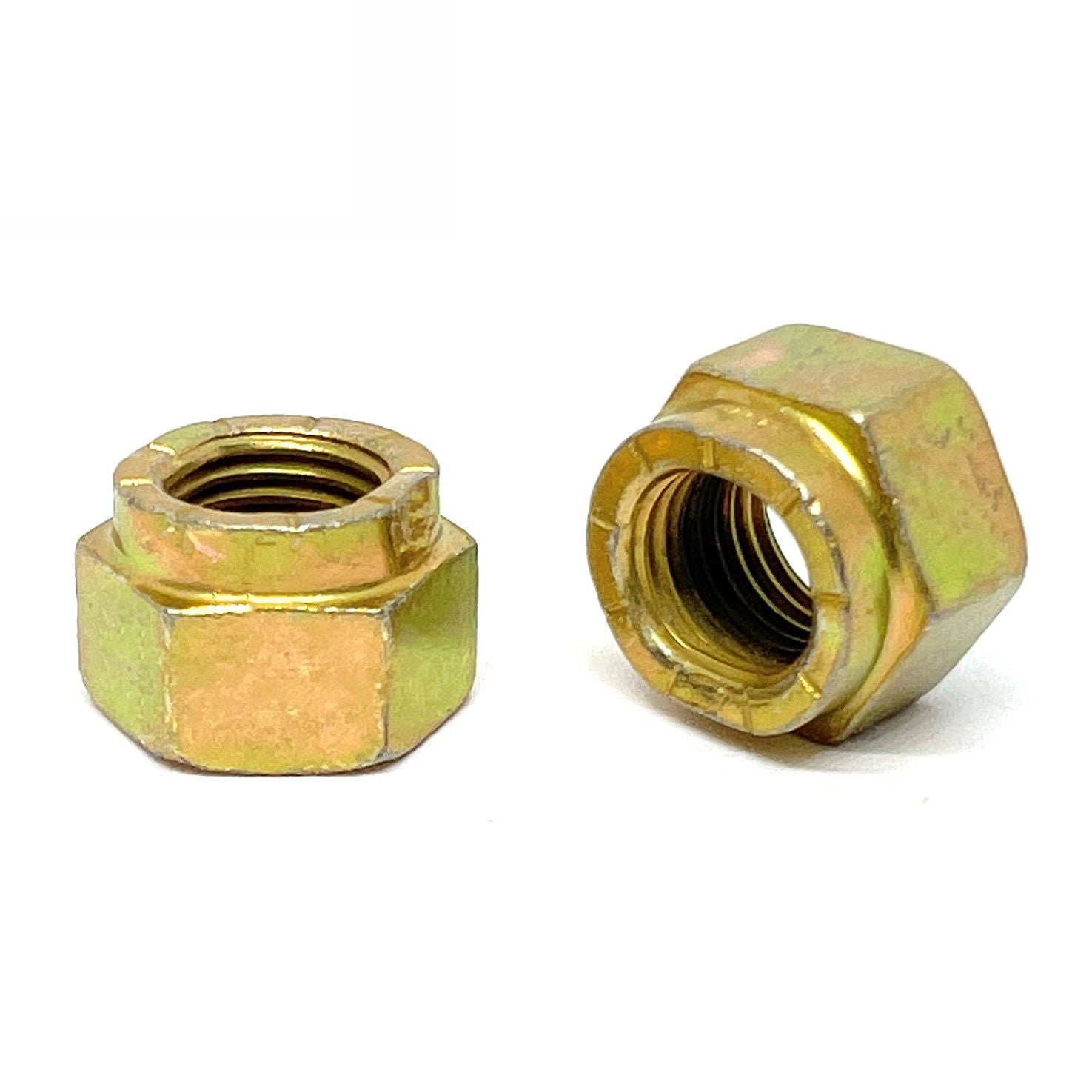 1/4"-20 Grade L-9 Hex Collar Locknuts USA Zinc Yellow