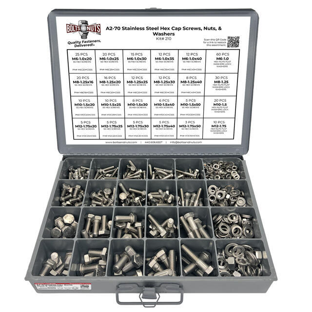 Metric A2 Stainless Steel Hex Cap Screws, Hex Nuts, Flat & Lock