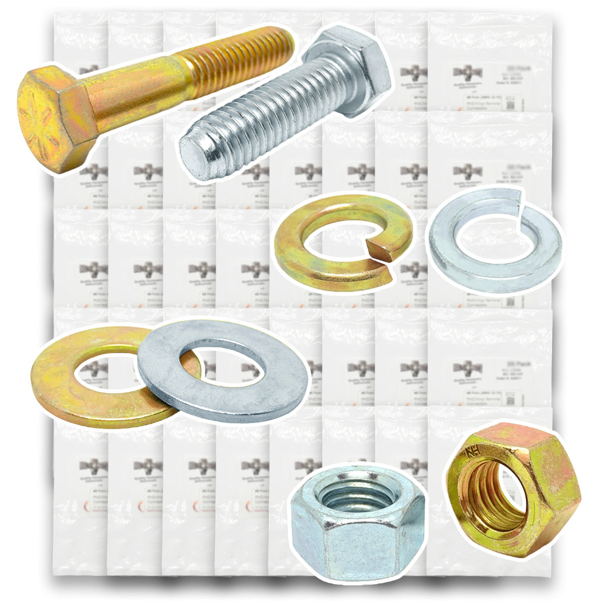 Inch & Metric Grade 8 and Class 10.9 Cap Screws, Nuts, Washers & Lock Washers - Zinc Clear & Zinc Yellow - 4022 PCS