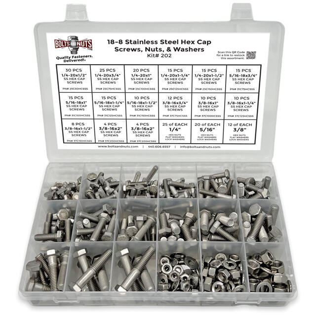 Dianrui 310-PCS Stainless Steel Nut & Washer Kit – 304 Grade, SAE Sizes For DIY Projects - View #3
