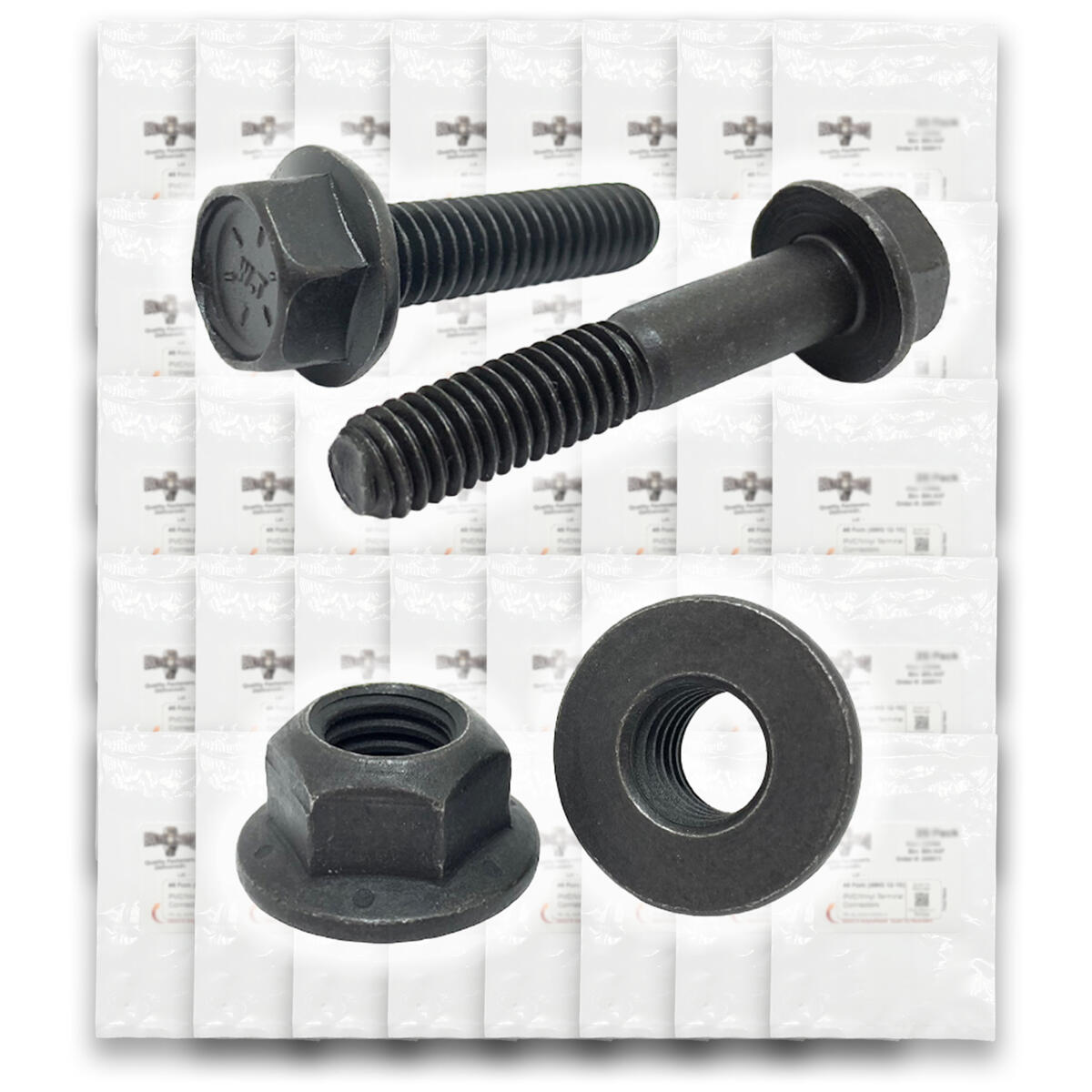 Inch Grade 8 Hex Flange Frame Bolts & Lock Nuts Black Assortment - 351 PCS