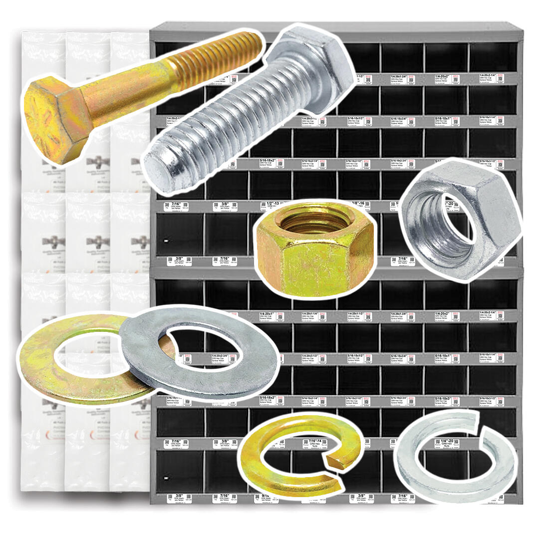 Inch & Metric Grade 8 and Class 10.9 Cap Screws, Nuts, Washers & Lock Washers - Zinc Clear & Zinc Yellow - 4024 PCS