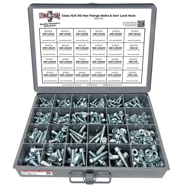 Metric Class 10.9 JIS Hex Flange Frame Bolts & Serrated Nuts