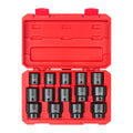 1/2 Inch Drive Shallow 6-Point Impact Socket Set with Case, 14-Piece (25 - 38 mm)