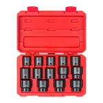 1/2 Inch Drive Shallow 6-Point Impact Socket Set with Case, 14-Piece (25 - 38 mm)
