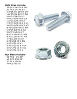 Inch Grade 5 Serrated Hex Flange Bolts & Lock Nuts Assortment - 348 PCS