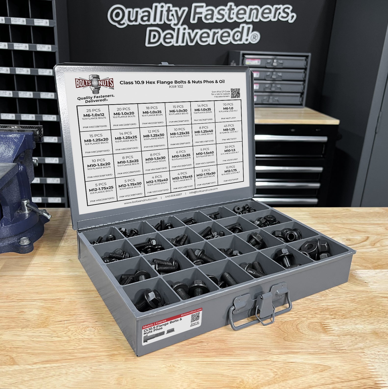 Metric Class 10.9 Hex Flange Frame Bolts & Nuts Assortment Phos