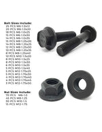 Metric Class 10.9 Hex Flange Frame Bolts & Nuts Assortment Phos & Oil - 370 PCS