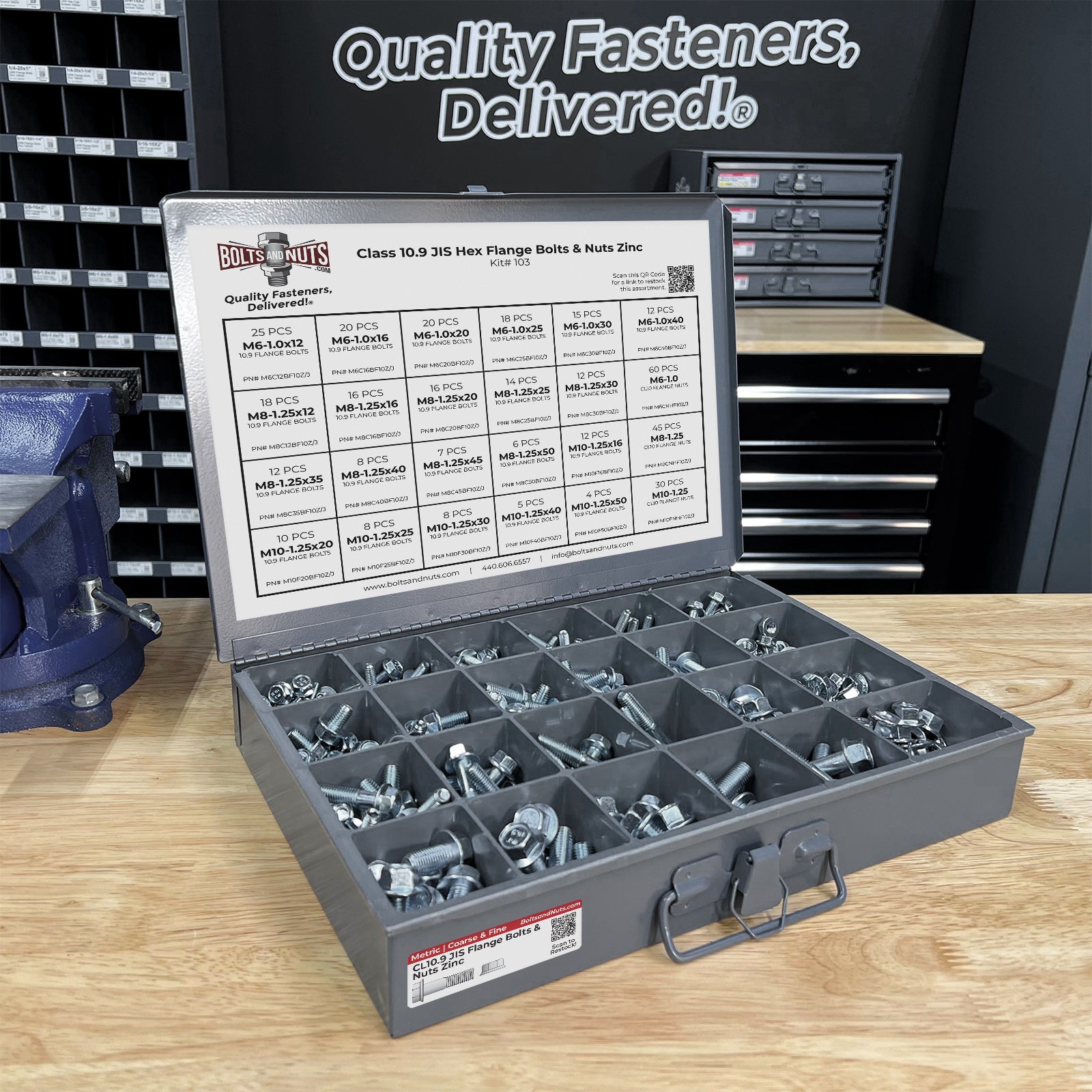 Metric Class 10.9 JIS Hex Flange Frame Bolts & Nuts Assortment M6