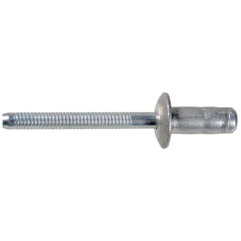 3/16"x23/32" Dome Head Blind Rivet, 7/16" Grip, Aluminum Body, Steel Mandrel, Zinc, 0.070" Flange Thick, Aluminum Rivet - Steel Mandrel