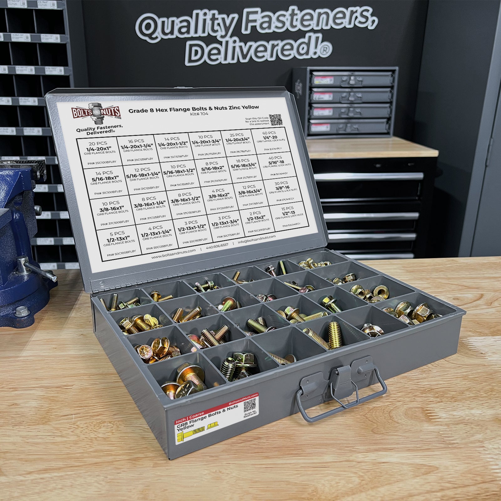 Inch Grade 8 Hex Flange Frame Bolts & Lock Nuts Yellow Assortment