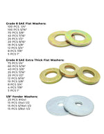 Inch Grade 8 SAE Regular & Extra Thick Flat Washers & Thick Fender Washers - 731 PCS
