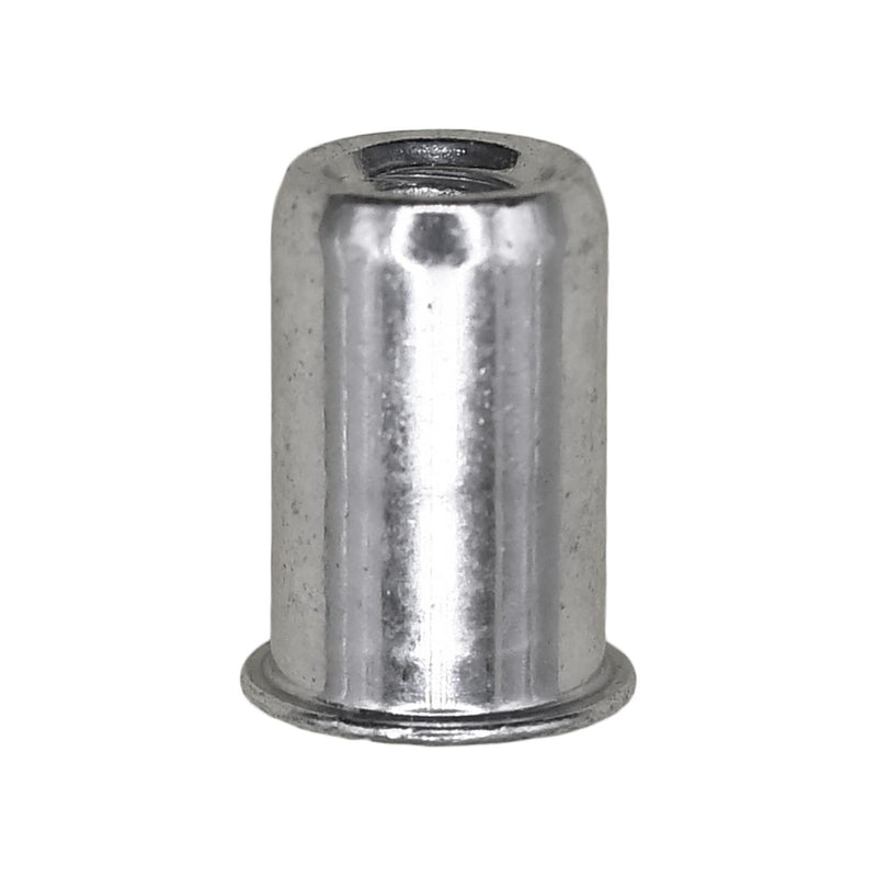 #6-32 Thin Sheet Nutsert, 0.20"- 0.80" Grip, Zinc, 0.249" Barrel Diam, 1/4" Drill Size, Steel