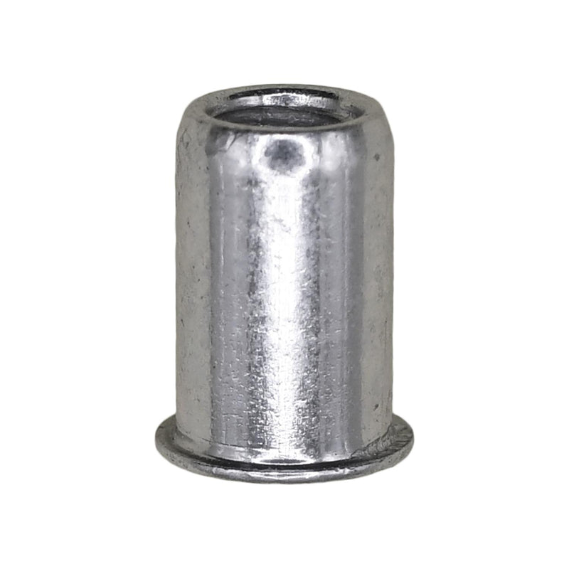 #8-32 Thin Sheet Nutsert, 0.20"- 0.80" Grip, Zinc, 0.249" Barrel Diam, 1/4" Drill Size, Steel