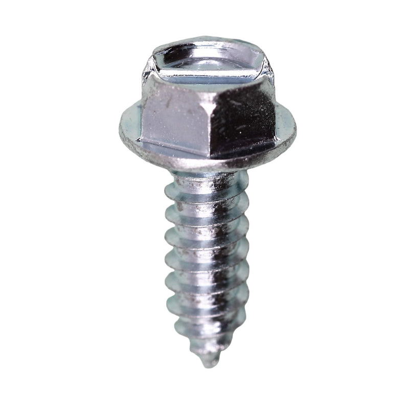 #14x3/4" Slotted Hex Head Flange Washer License Plate Screw, Type A/AB, 1/2" Washer, Zinc