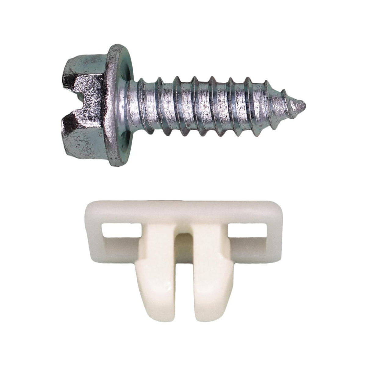 #14x3/4" Slotted Hex Head Flange Wash License Plate Screw with Nut, Type A/AB, 1/2" Washer, Zinc