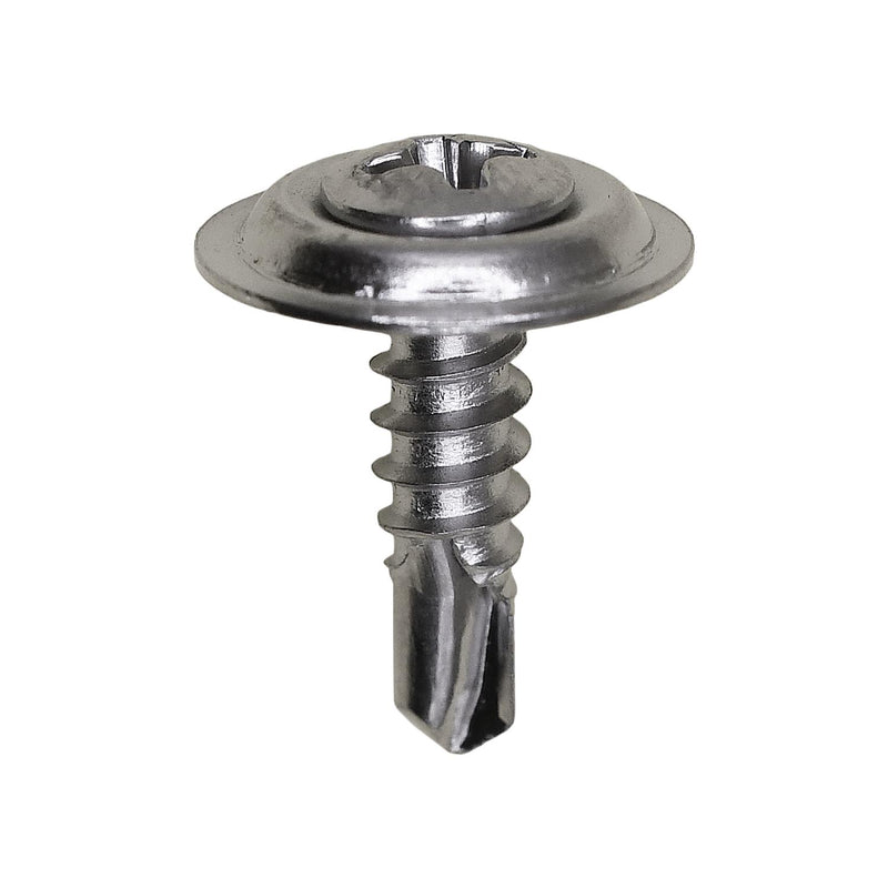 #8x5/8" Phillips Oval Head SEMS Countersunk Washer Tek, Type 2 Self-Drilling Tek, Chrome
