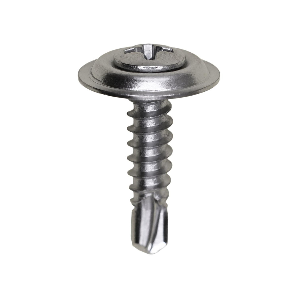 #8x3/4" Phillips Oval Head SEMS Countersunk Washer Tek, Type 2 Self-Drilling Tek, Chrome
