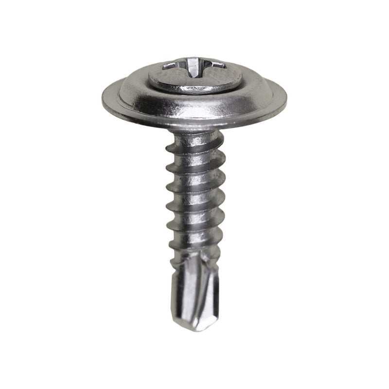 #8x3/4" Phillips Oval Head SEMS Countersunk Washer Tek, Type 2 Self-Drilling Tek, Chrome