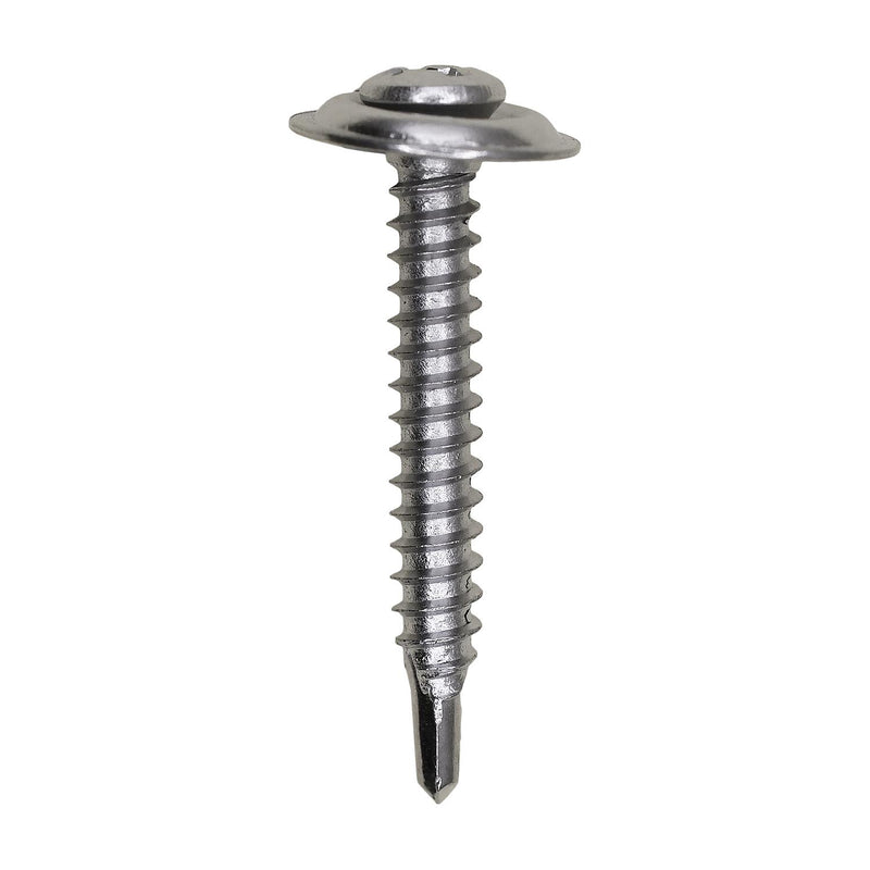 #8x1-1/4" Phillips Oval Head SEMS Phl Countersunk Washer Tek, Type 2 Self-Drilling Tek, Chrome