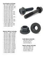 Inch & Metric Grade 8 / Class 10.9 Flange Bolt & Lock Nut Kit - 1176 PCS