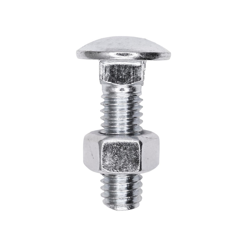 7/16"-14x1-1/2" Uncapped Round Head Bumper Bolt with Nuts, Zinc