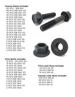 Inch Grade 8 Coarse & Fine Thread Hex Flange Bolt & Lock Nut Kit - 729 PCS