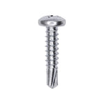 #12x1" Phillips Pan Head Teks Screw, Type 2 Self-Drilling Tek, Zinc