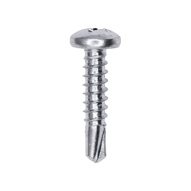#12x1" Phillips Pan Head Teks Screw, Type 2 Self-Drilling Tek, Zinc