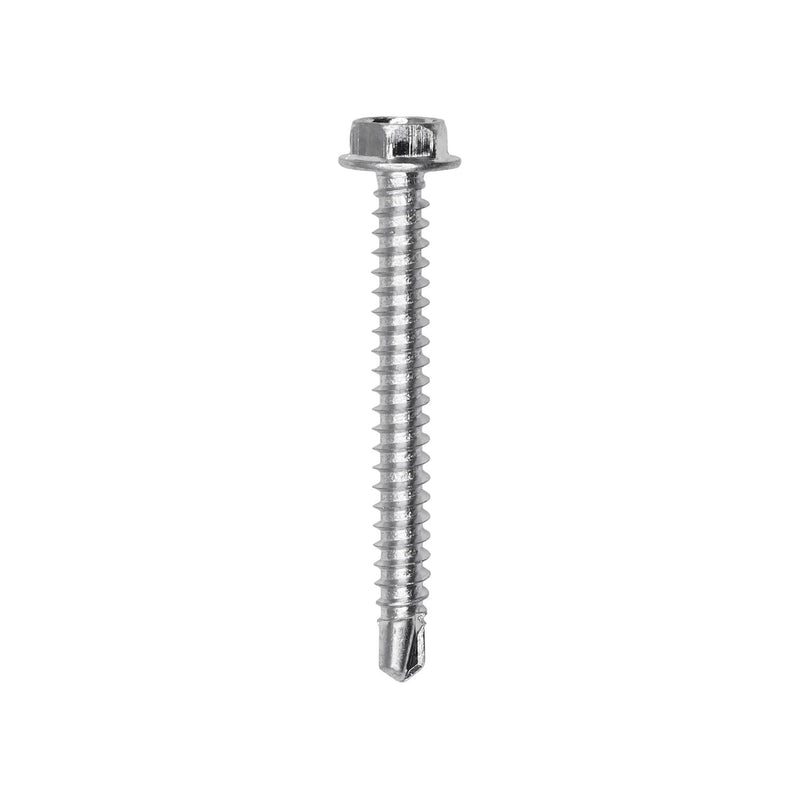 #8x1-1/2" Hex Head Washer Indented Teks Screw, Type 2 Self-Drilling Tek, Zinc