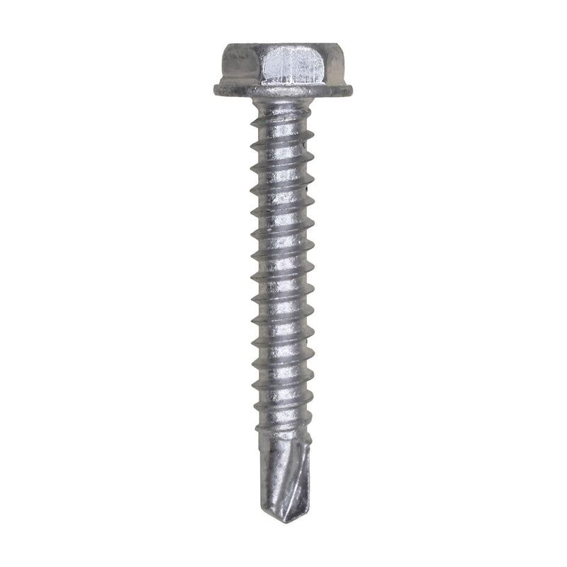#10x1-1/4" Hex Head Washer Indented Super Teks, Type 3 Self-Drilling Tek, Zinc