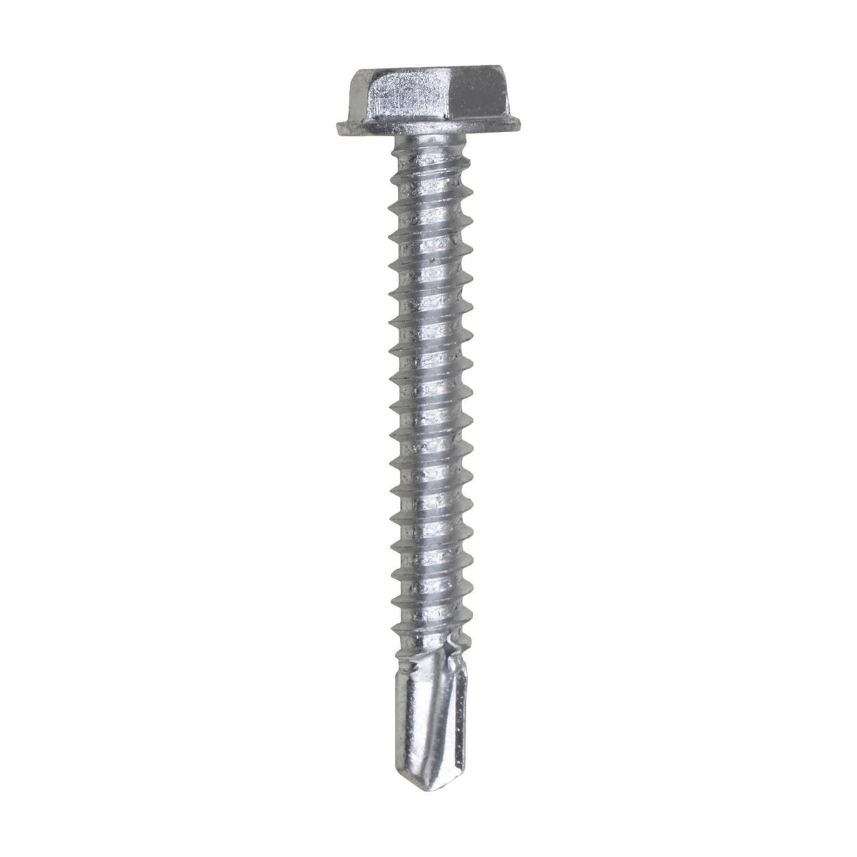 #10x1-1/2" Hex Head Washer Indented Super Teks, Type 3 Self-Drilling Tek, Zinc