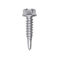 #12x1" Hex Head Washer Indented Super Teks, Type 3 Self-Drilling Tek, Zinc