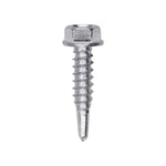#12x1" Hex Head Washer Indented Super Teks, Type 3 Self-Drilling Tek, Zinc