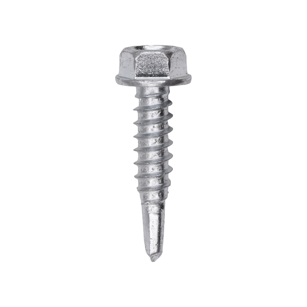 #12x1" Hex Head Washer Indented Super Teks, Type 3 Self-Drilling Tek, Zinc