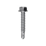 #12x1-1/4" Hex Head Washer Indented Super Teks, Type 3 Self-Drilling Tek, Zinc