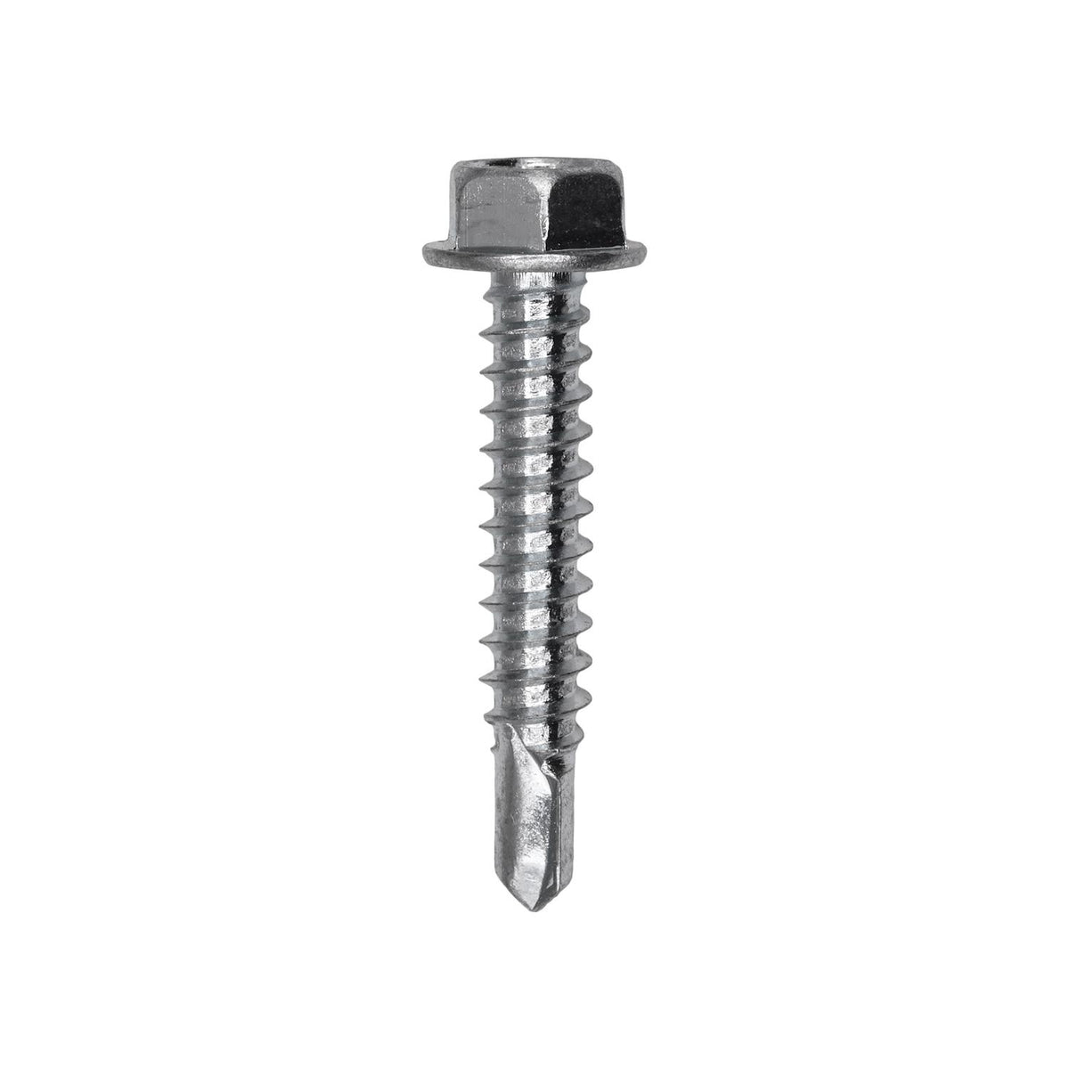 #12x1-1/4" Hex Head Washer Indented Super Teks, Type 3 Self-Drilling Tek, Zinc
