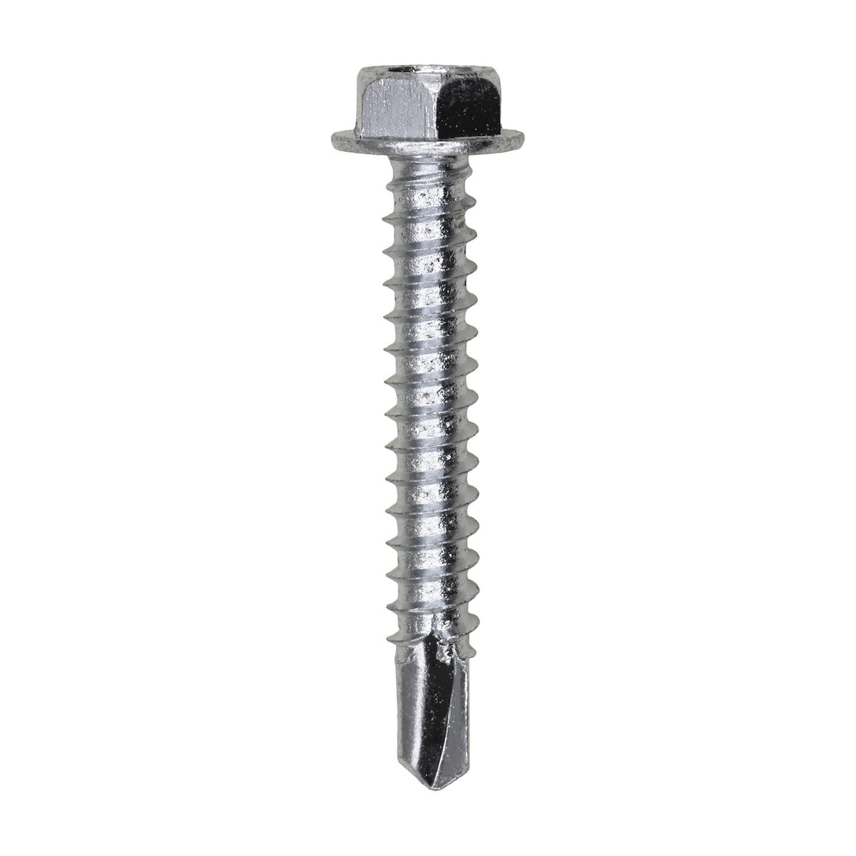 #12x1-1/2" Hex Head Washer Indented Super Teks, Type 3 Self-Drilling Tek, Zinc
