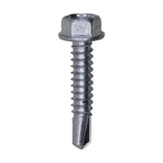 #14x1-1/4" Hex Head Washer Indented Super Teks, Type 3 Self-Drilling Tek, Zinc