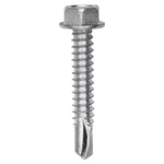 #14x1-1/2" Hex Head Washer Indented Super Teks, Type 3 Self-Drilling Tek, Zinc